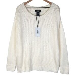 NWT MIDNIGHT VELVET Wool Blend Sweater Women's Sz M Cream Long Sleeve Cozy